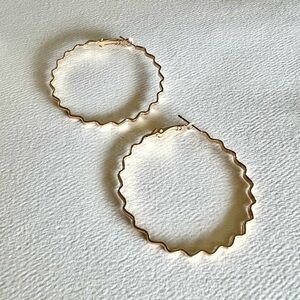 Zigzag Gold Hoop Earrings Fun Funky Hoops